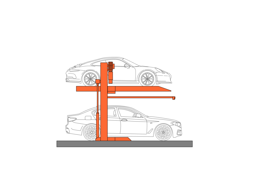 Two post parking diagram side on