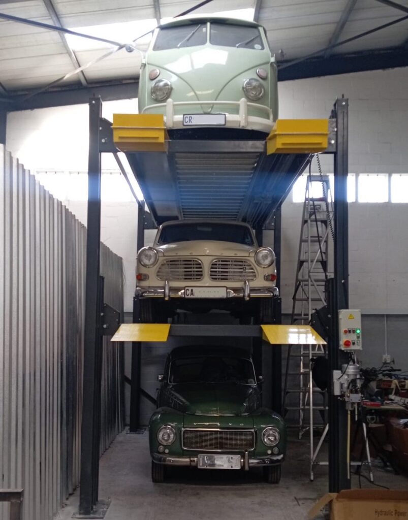 Three floor parking lift