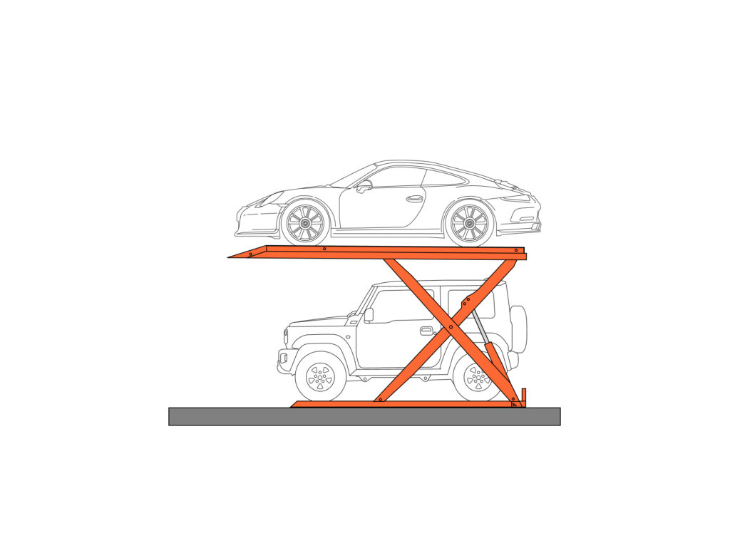 Scissor Parking Lift Diagram in Use